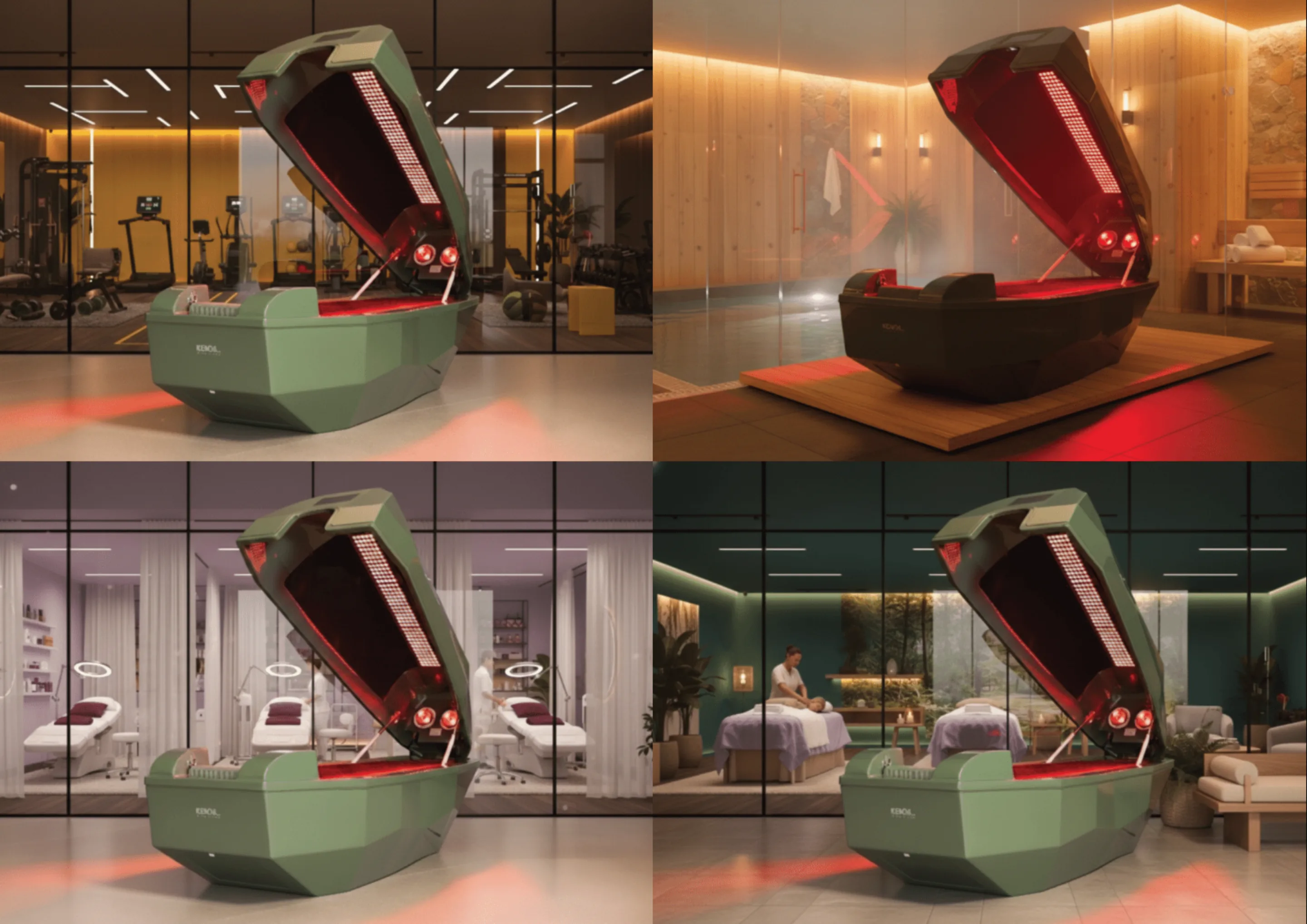 Space Therapy Plus displayed across multiple premium business environments