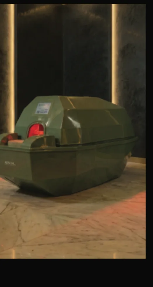 Closed Space Therapy Plus capsule in a dark premium room